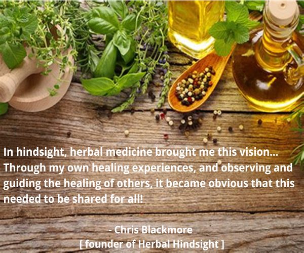 In hindsight herbal medicine brought me this vision... Through my own experiences
